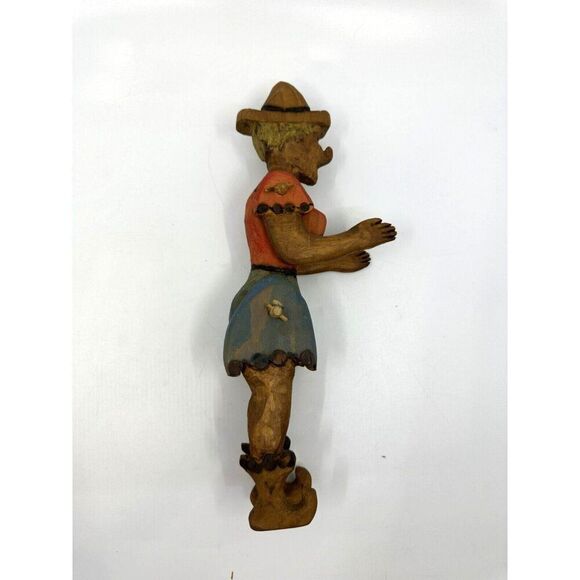 Vintage Girl Puppet Hand Carved And Painted Wooden Toy 7 Inches Sitting Size - Picture 4 of 11